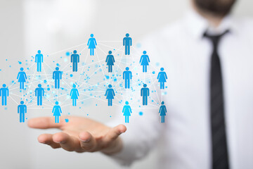 videoconference group of people talking in social network business