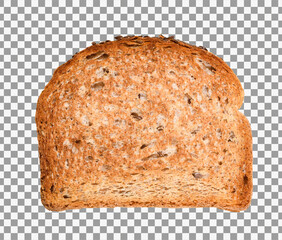 Toasted slice of bread with flax seeds. Clipping path saved.