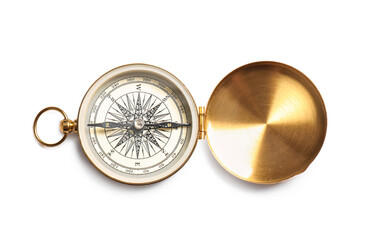 Vintage compass on white background