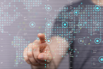 Business people silhouettes network team