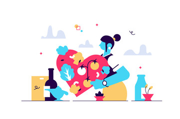 Vegan food lifestyle with vegetables and balanced diet tiny