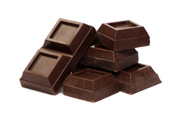 Chocolate pieces on a white