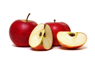 Apple with slice on a white background