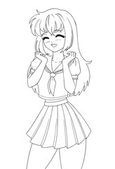 Cute anime manga girl wearing school uniform.