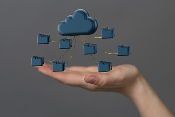 Cloud technology. Polygonal wireframe art looks like constellation