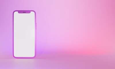 3d render phone on pink background