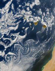 Satellite view of the Canary Islands. Elements of this image furnished by NASA
