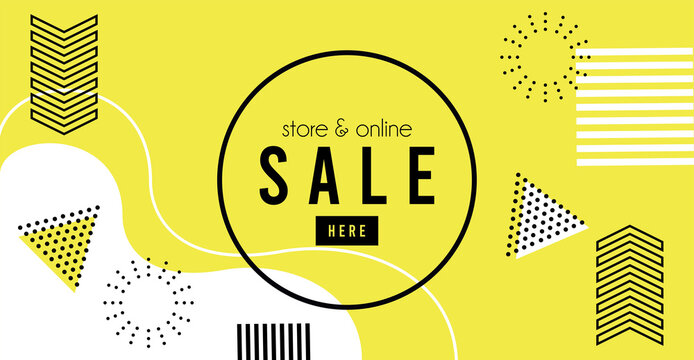 Store Online Sale Lettering In Yellow Memphis Background