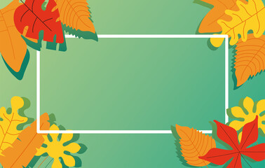 autumn leaves nature foliage pattern background in square frame