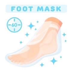 Foot mask. Foot mask sock on woman leg's. Feet care. Cosmetological procedure for women. 