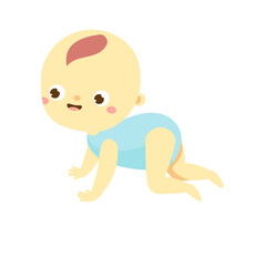 Cute baby. toddler learn to crawl. Newborn child, happy little kid explore world