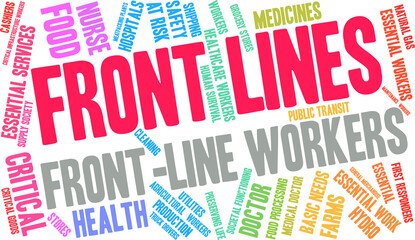 Front Lines word cloud on a white background.