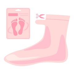 Foot mask. Socks cosmetic for leg. Icon foot mask. Vector illustration Cartoon style.