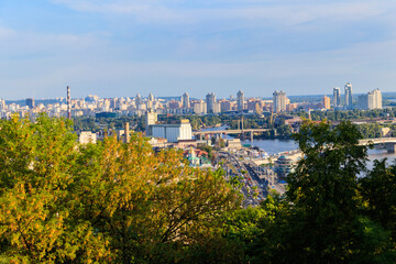 View of the Dnieper river and Kiev cityscape, Ukraine