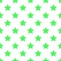 Green stars on a white backdrop. Seamless vector pattern.For surface design, textile, social media, scrapbooking, printing.