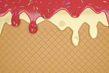 3d Rendering Strawberry Ice Cream