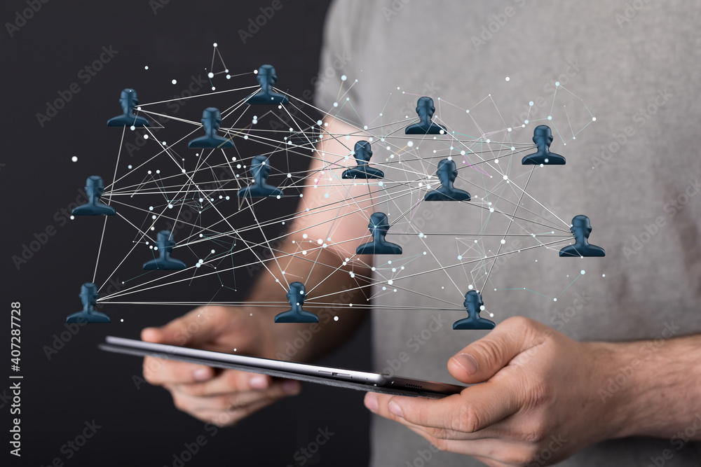 Aufkleber organization chart team concept networking business