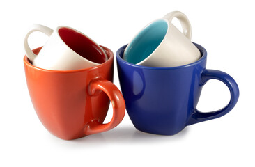 isolated image of empty cups on white background