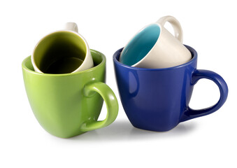 isolated image of empty cups on white background