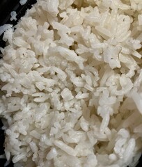 close up of steamed cooked rice