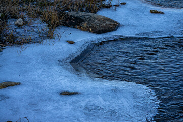 Frozen ice water with crystals
