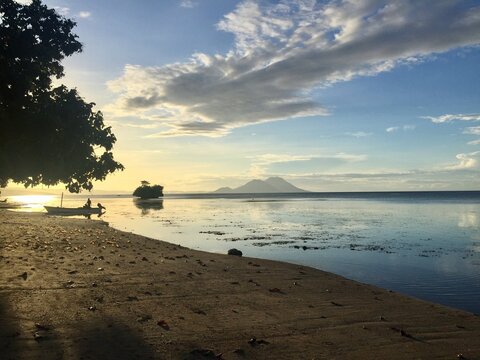 volcanoes at sunset