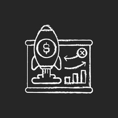 Business model chalk white icon on black background. Company plan for making profit. Strategy for profitably doing business. Identifying revenue sources. Isolated vector chalkboard illustration