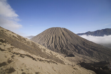 black sand on Batok volcano in tengger national park caldera