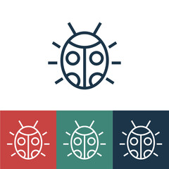 Linear vector icon with ladybug