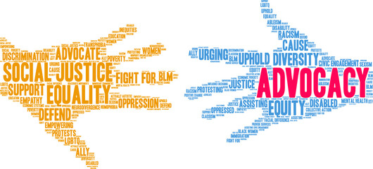Advocacy Word Cloud on a white background. 