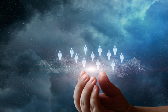 Hand shows a network team of specialists.