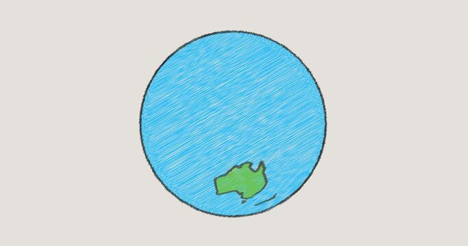 Animation of planet earth in blue and green spinning on grey background
