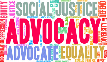 Advocacy Word Cloud on a white background. 