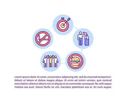 Smoking Cessation Programs Concept Icon With Text. Improving Health Care In Your Company. PPT Page Vector Template. Brochure, Magazine, Booklet Design Element With Linear Illustrations