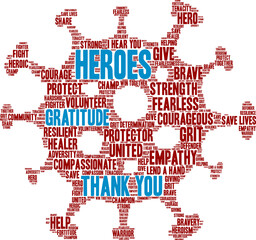 Heroes Word Cloud on a white background. 