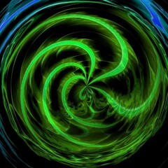 3D illustration designs based on neon green spiral pattern