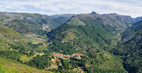 Naklejka na ściany i meble Tibo and other small villages from Miradouro do Vale da Peneda, Peneda Geres national park, Portugal