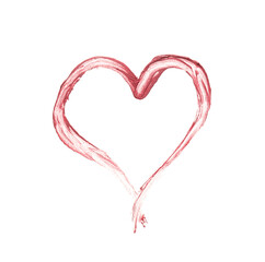 Heart drawn with lipstick on white background