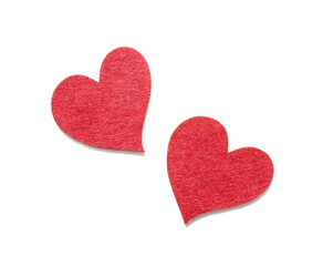 Red hearts on white background