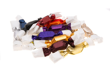 chocolate candies in wrapper isolated