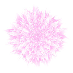 Cartoon fluffy pompon. Realistic fur pompon. 3D sphere. Pink color. Stock vector illustration on white isolated background.