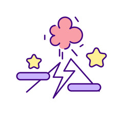 Developing game levels RGB color icon. Creating interesting plot and realistic graphics in your final game. Beautiful action scene inside your product for users. Isolated vector illustration