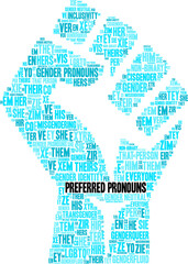 Preferred Pronouns Word Cloud on a white background.  - obrazy, fototapety, plakaty