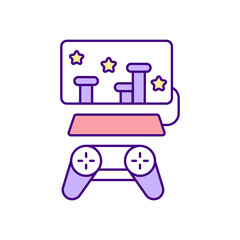 Drawing game levels RGB color icon. Creating beutiful and realistic graphics in your final game. Super gaming experience environment inside your product for users. Isolated vector illustration
