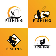 Set fishing logo template design