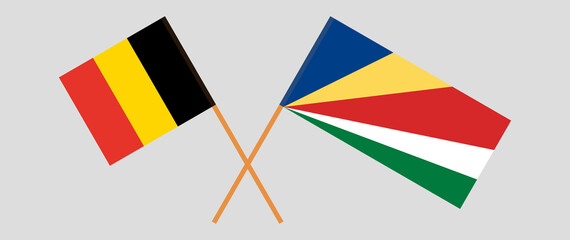 Crossed flags of Belgium and Seychelles