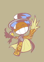 Pumpkin Scarecrow Grinning