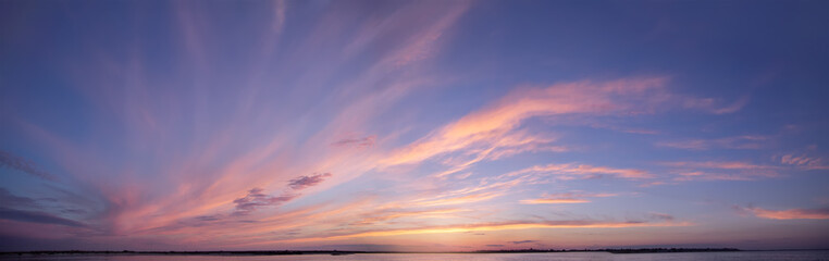 pink sunset on the sea in summer