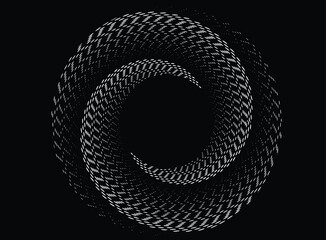 : Dotted, dots, speckles abstract concentric circle. Spiral, swirl, twirl element.Circular and radial lines volute, helix.Segmented circle with rotation.Radiating arc lines.Cochlea