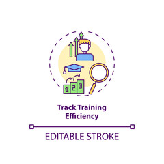 Naklejka premium Tracking training efficiency concept icon. Staff reboarding tip idea thin line illustration. Monitoring performance. Daily checking. Vector isolated outline RGB color drawing. Editable stroke